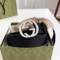 Wide belt with Interlocking G buckle