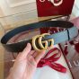 Gucci GG Marmont leather belt with shiny buckle