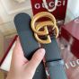 Gucci GG Marmont leather belt with shiny buckle