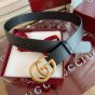 Gucci GG Marmont leather belt with shiny buckle