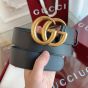 Gucci GG Marmont leather belt with shiny buckle