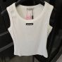 MIU MIU Garment-dyed ribbed knit jersey top