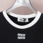 MIU MIU Cotton jersey T-shirt with embroidered logo