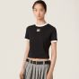 MIU MIU Cotton jersey T-shirt with embroidered logo