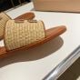 MIU MIU Raffia-effect woven fabric slides
