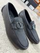 Valentino VLOGO SIGNATURE DRIVING SHOE IN CALFSKIN AND TOILE ICONOGRAPHE TECHNICAL FABRIC
