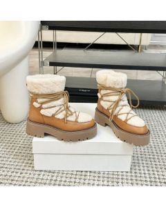 CELINE BULKY LACE-UP BOOT in SHEARLING AND CALFSKIN