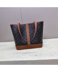 Celine SMALL CABAS IN TRIOMPHE CANVAS AND CALFSKIN