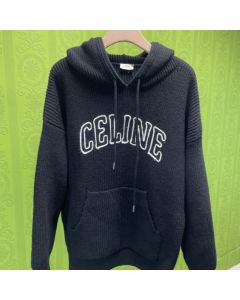 celine hooded sweater in ribbed wool