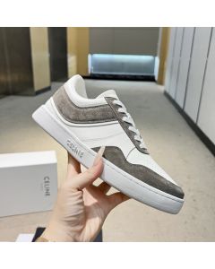 CELINE TRAINER LOW LACE-UP SNEAKER in SUEDE CALFSKIN AND CALFSKIN