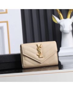 YSL CASSANDRE MATELASSÉ SMALL ENVELOPE WALLET IN GRAIN DE POUDRE LEATHER
