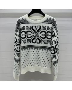Celine crew neck sweater in fair isle wool and cashmere