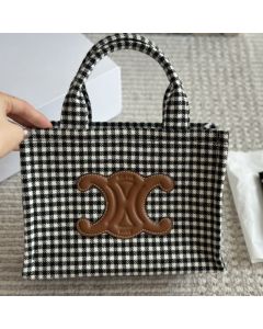 Celine SMALL CABAS THAIS IN VICHY TEXTILE AND CALFSKIN