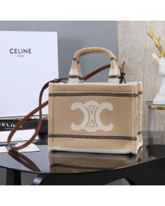 Celine SMALL CABAS THAIS IN STRIPED TEXTILE WITH TRIOMPHE