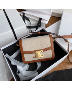 Celine TEEN TRIOMPHE BAG IN TEXTILE AND CALFSKIN