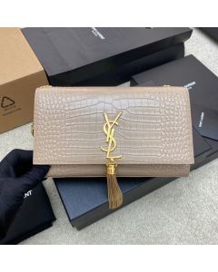 YSL KATE SMALL TASSEL IN CROCODILE-EMBOSSED LEATHER