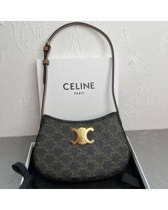 Celine MEDIUM TILLY BAG IN TRIOMPHE CANVAS AND CALFSKIN
