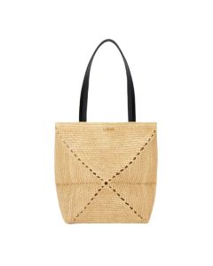 LOEWE Puzzle Fold Tote in raffia
