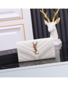 YSL CASSANDRE MATELASSÉ LARGE FLAP WALLET IN GRAIN DE POUDRE LEATHER