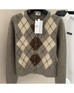 Celine cardigan in argyle alpaca wool