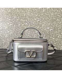 Valentino MINI VALENTINO GARAVANI LOCÒ HANDBAG IN METALLIC CALFSKIN