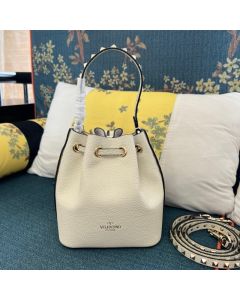 Valentino ROCKSTUD GRAINY CALFSKIN BUCKET BAG