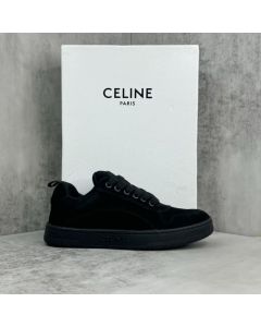 CELINE HUNTINGTON LOW LACE-UP SNEAKER in SUEDE CALFSKIN AND MESH