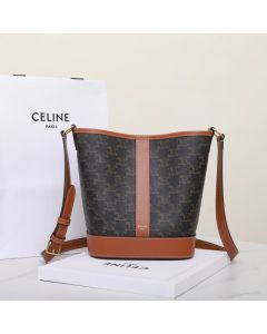 Celine SMALL BUCKET IN TRIOMPHE CANVAS AND CALFSKIN