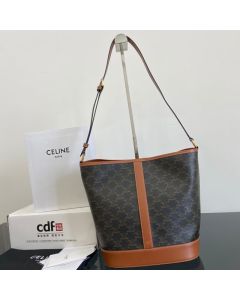 Celine MEDIUM BUCKET IN TRIOMPHE CANVAS AND CALFSKIN