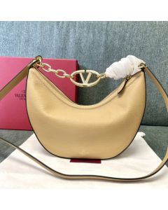 Valentino SMALL VLOGO MOON HOBO BAG IN GRAINY CALFSKIN WITH CHAIN