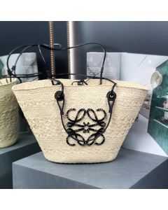 LOEWE Medium Anagram Basket bag in iraca palm and calfskin
