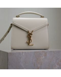 YSL CASSANDRA Mini top handle bag in grain de poudre embossed leather