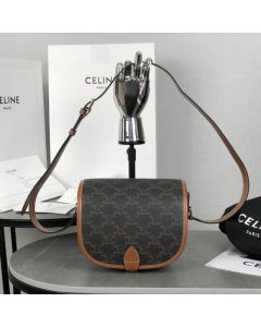 Celine MEDIUM FOLCO BAG IN TRIOMPHE CANVAS AND CALFSKIN