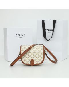 Celine MEDIUM FOLCO BAG IN TRIOMPHE CANVAS AND CALFSKIN