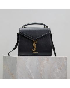 YSL CASSANDRA Mini top handle bag in grain de poudre embossed leather
