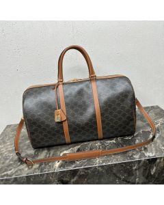 Celine LARGE TRAVEL BAG IN TRIOMPHE CANVAS AND CALFSKIN