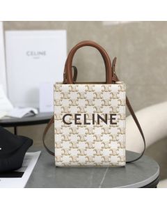 MINI VERTICAL CABAS IN TRIOMPHE CANVAS AND CALFSKIN WITH CELINE PRINT