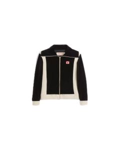 CHEZ VALENTINO TURTLENECK CHENILLE SWEATSHIRT WITH ZIPPER AND PATCH