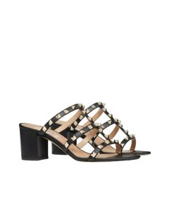 Valentino ROCKSTUD CALFSKIN LEATHER SLIDE SANDAL