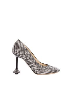 LOEWE Toy pump in suede and allover rhinestones