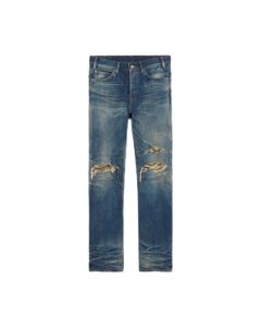Celine kurt jeans in destroyed blue marble denim