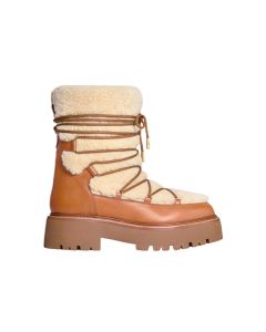 CELINE BULKY LACE-UP BOOT in SHEARLING AND CALFSKIN