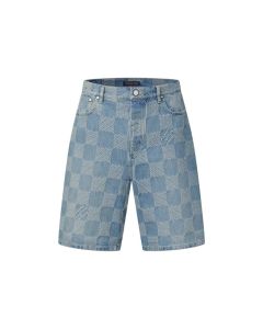 LV Damier 3D Light Denim Shorts