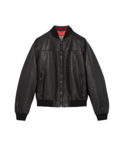Gucci GG embossed leather bomber jacket