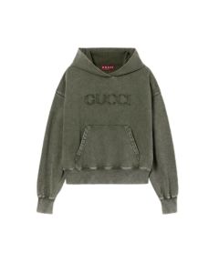 Gucci Embroidered cotton jersey hooded sweatshirt