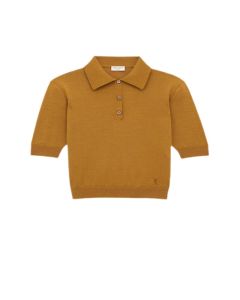 YSL POLO SHIRT CASSANDRE IN CASHMERE,WOOL, AND SILK