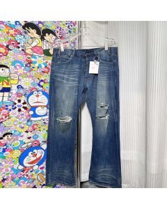 Celine kurt jeans in destroyed blue marble denim