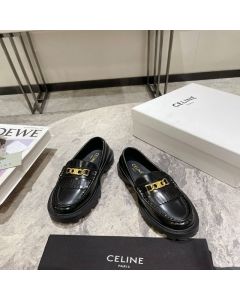 CELINE MARGARET LOAFER WITH TRIOMPHE CHAIN in POLISHED BULL