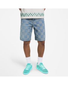 LV Damier 3D Light Denim Shorts