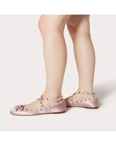 Valentino ROCKSTUD SATIN BALLERINA